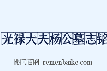 光禄大夫杨公墓志铭是什么意思的图片